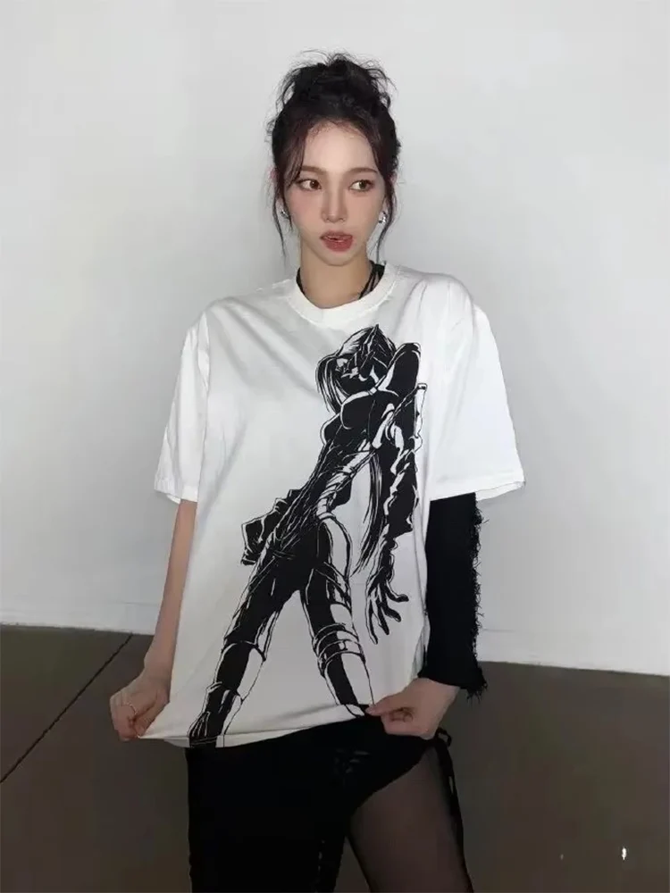 KPOP Aespa Whiplash Limited Edition T-shirt Short Sleeve Tees KARINA GLSELLE WINTER NINGNING Same Style Loose Anime Techno Top