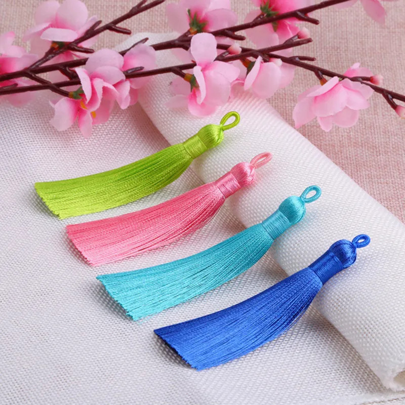 10/20pcs 8cm Earrings Tassel Pendant Crafts Diy Jewelry Making Bags Keychain Handmade Satin Fringe Earring Charms Wholesale