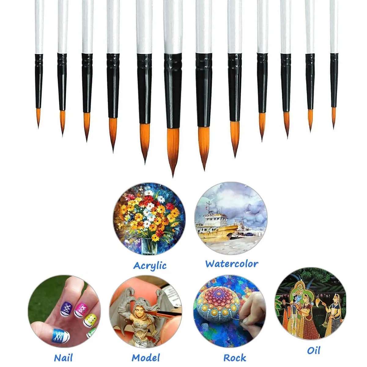 12 قطعة/المجموعة DIY النفط الاكريليك اللوحة الفن الطلاء فرش لوازم النايلون الشعر مقبض خشبي فرشاة الرسم بالألوان المائية مجموعة أقلام التعلم