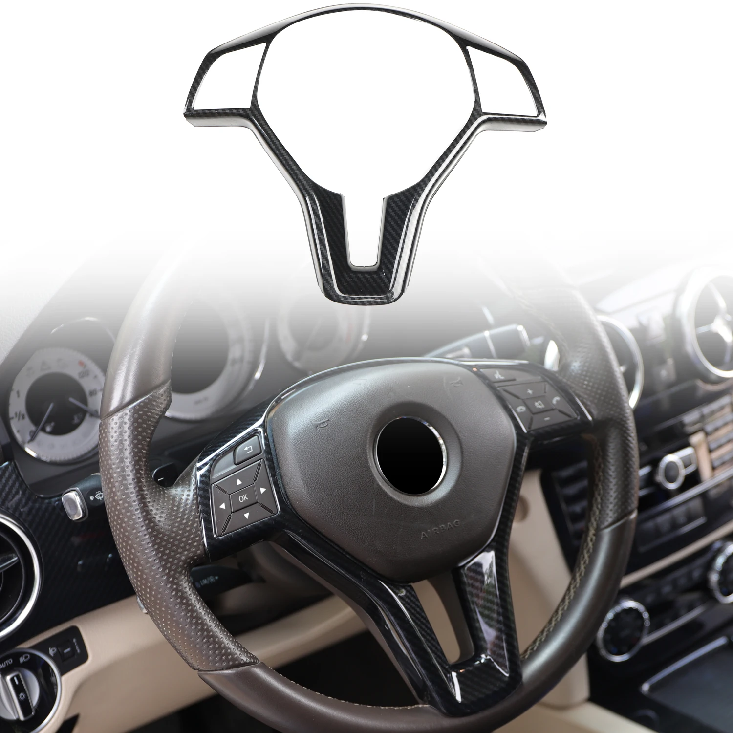 

For Mercedes-Benz A-Class W176 2012-2015 CLA C117 2013-2014 GLA 2013-2015 Car Interior Steering Wheel Cover Trim ABS 1pc