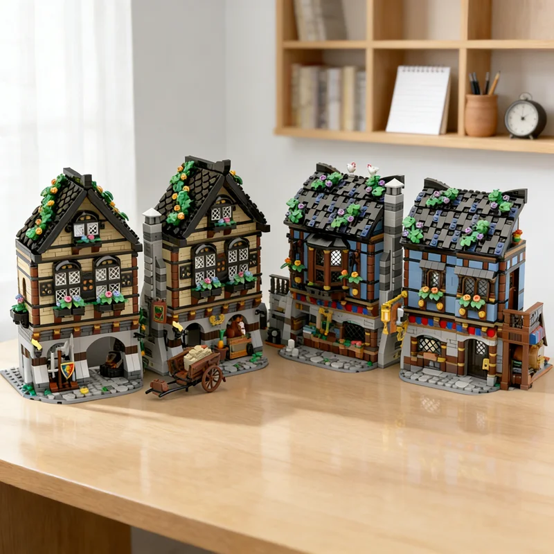 

4542pcs MOC Castle Medieval Market Village Remake Model Building Blocks Toys Architecture Christmas Gifts Education Brick Kids