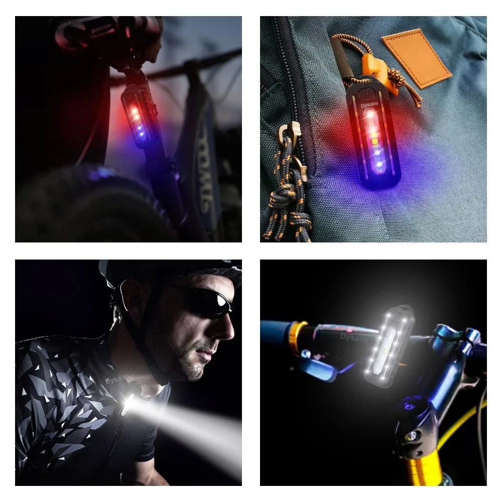 USB Recharge LED Flashlight Work Light Keychain Flashlight for Police Shoulder Clip Lights Warning Flashing Light Outdoor Lamp