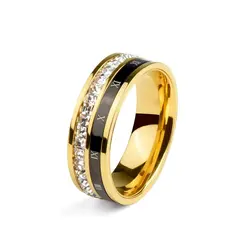 Rotatable Black Roman Numbers Luxury Zircon Rings High Quality Stainless Steel Bridal Engagement Ring Female Wedding Jewelry