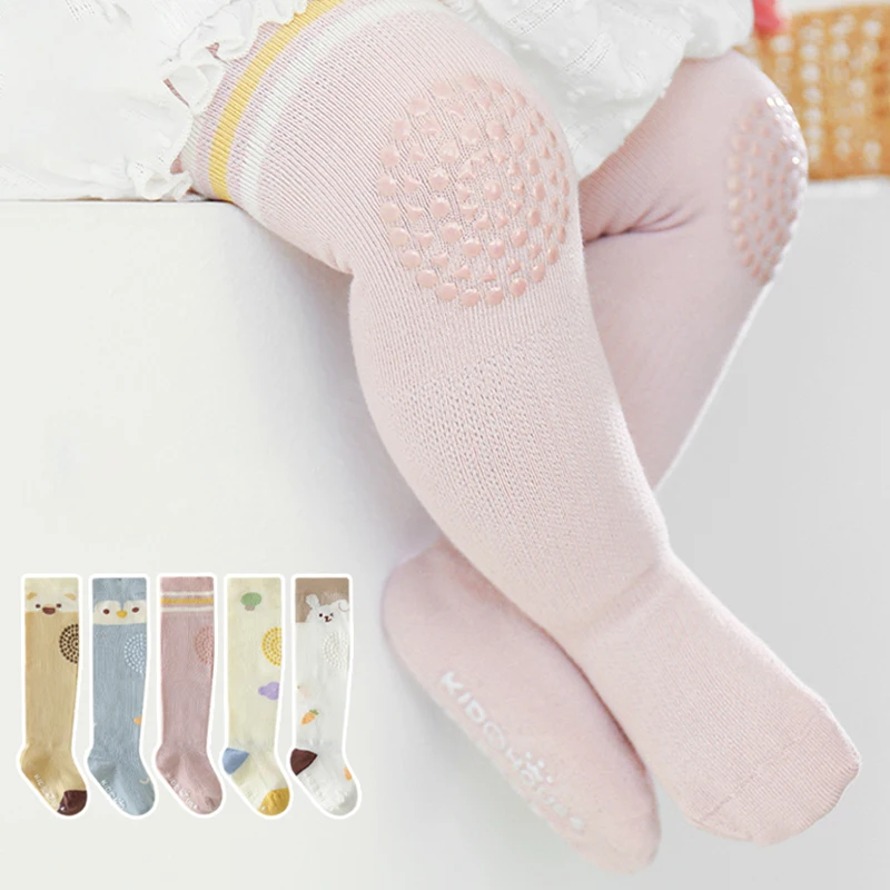 Boys And Girls Cute Cartoon Pattern Breathable Mesh Socks Baby Crawling Socks Summer Boneless Combed Cotton Over-The-Knee Socks