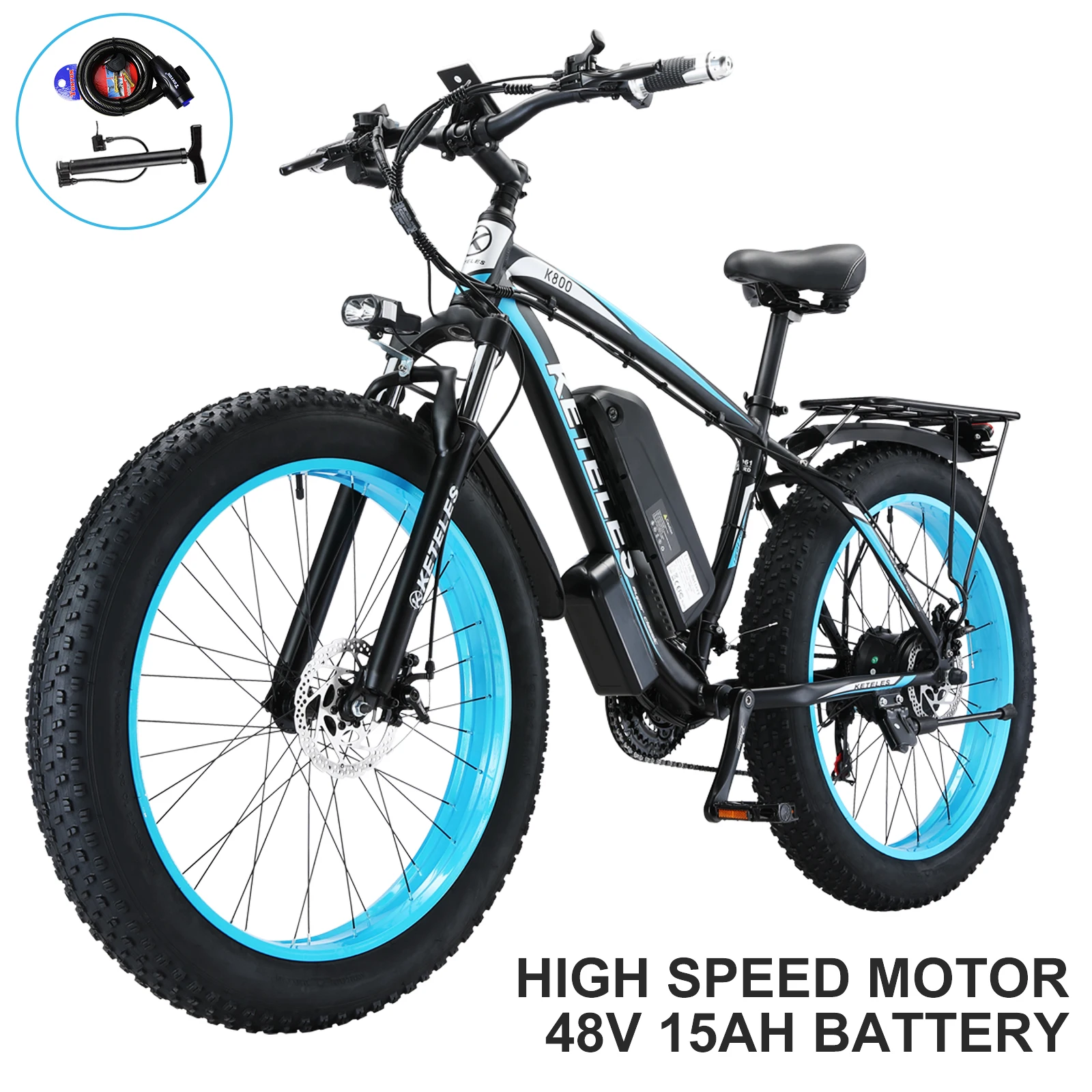 KETELES 26'' Adult Electric Bicycle Dual Motor 21-Speed E-Scooter with 48V 15AH Removable Lithium Battery 1000W Powerful Brushless Motor 28mph up to 50 Miles Full Aluminum Frame Ebike