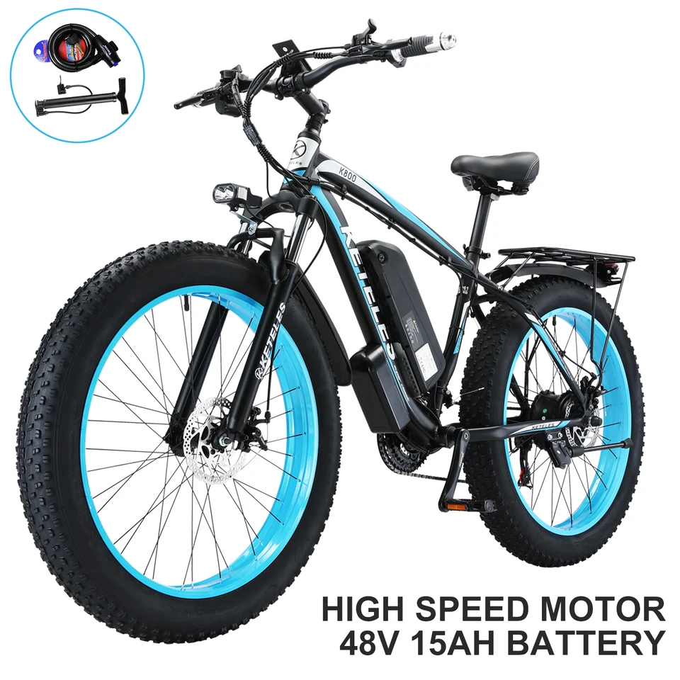 KETELES 26'' Adult Electric Bicycle Dual Motor 21-Speed E-Scooter with 48V 15AH Removable Lithium Battery 1000W Powerful Brushless Motor 28mph up to 50 Miles Full Aluminum Frame Ebike