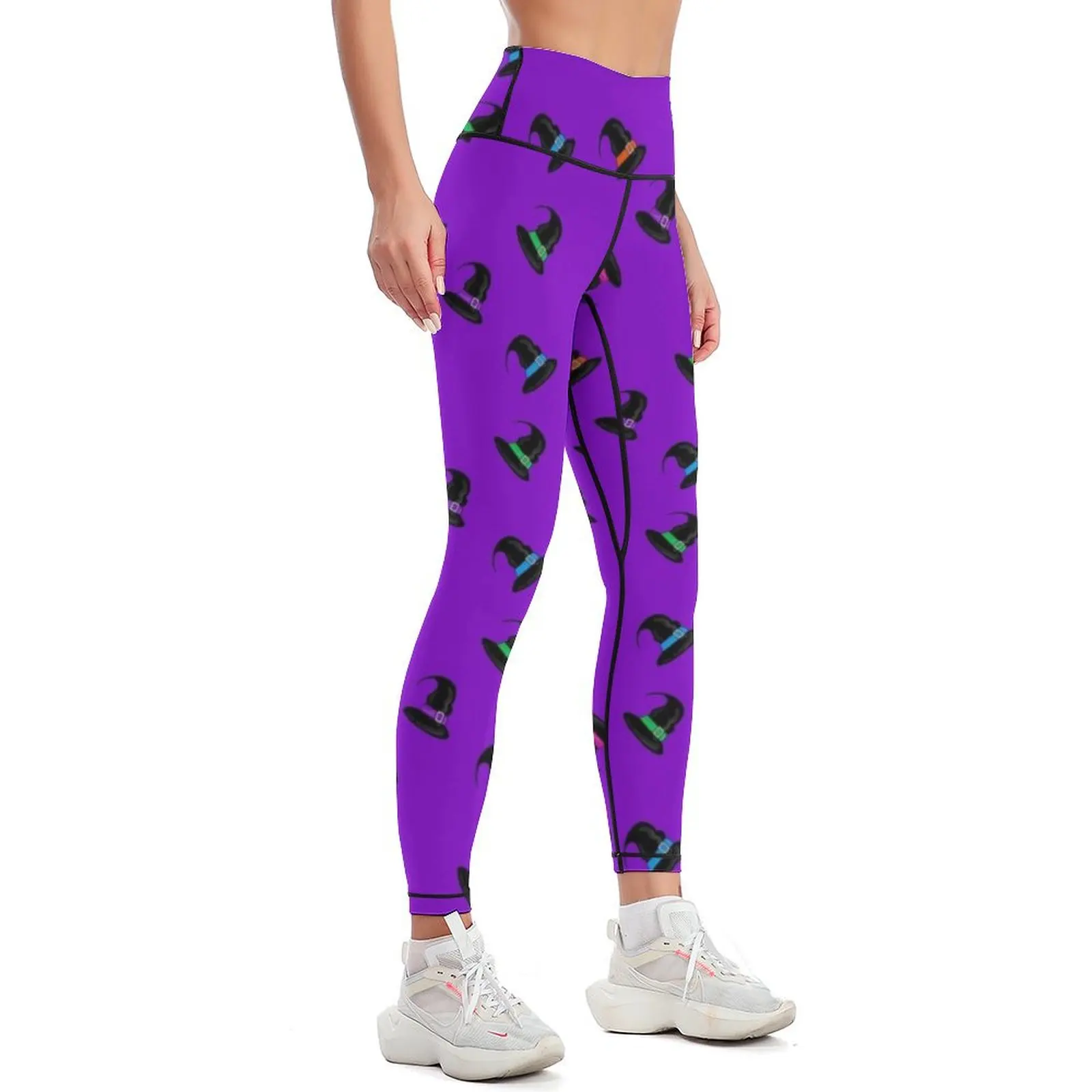 CUTE SPOOKY HALLOWEEN WITCH HATS DESIGN Leggings Jogger pants gym womans Fitness woman Womens Leggings