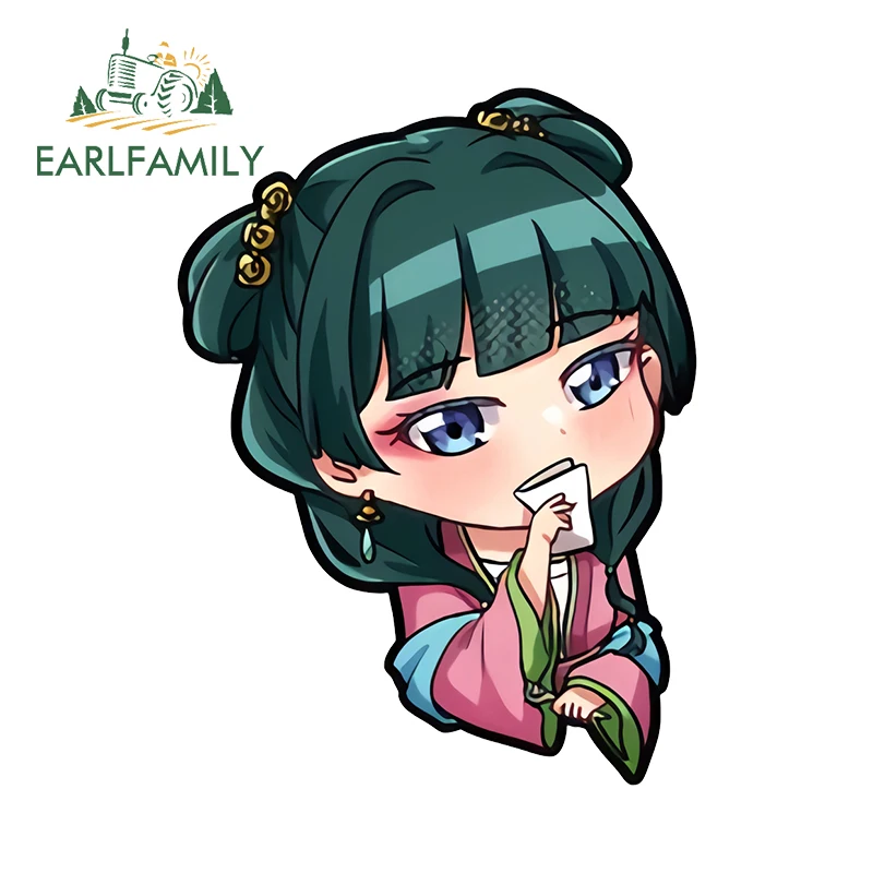 EARLFAMILY Chibi Maomao Jinshi Funny Car Stickers Creative Cartoon Graffiti Decal Waterproof Refrigerators Car Accesorios