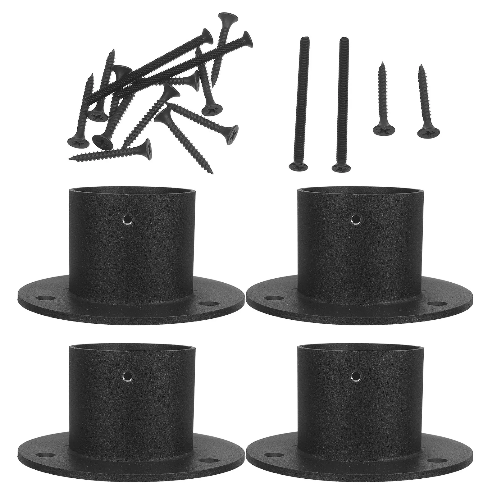 4Pcs Stainless Steel Rope Railing Brackets Black Heavy Duty Weatherproof Rustproof Hemp Fence Supports for Garden Porch Deck