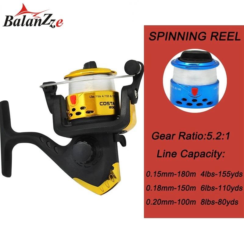 Balanzze Ultralight Fishing Reel Spinning 200Series Max Drag 6Kg Shallow Metal Spool Spinning Reel For Trout Perch Fishing