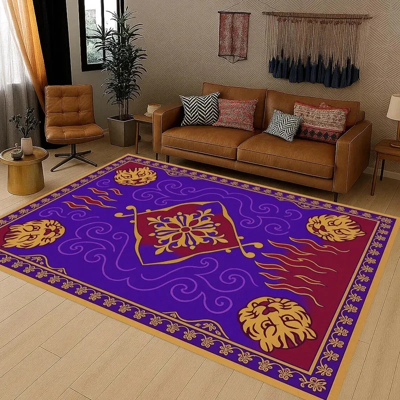 VIKAMA Alfombra mágica Aladdin, alfombra étnica minimalista para sala de estar y habitación de niños, alfombra decorativa suave antideslizante