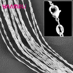 Collar de plata de ley 925 auténtica para mujer y hombre, cadena de ondas de agua de 5 piezas, 16-30 pulgadas, 1,6 MM, accesorios para hacer joyas