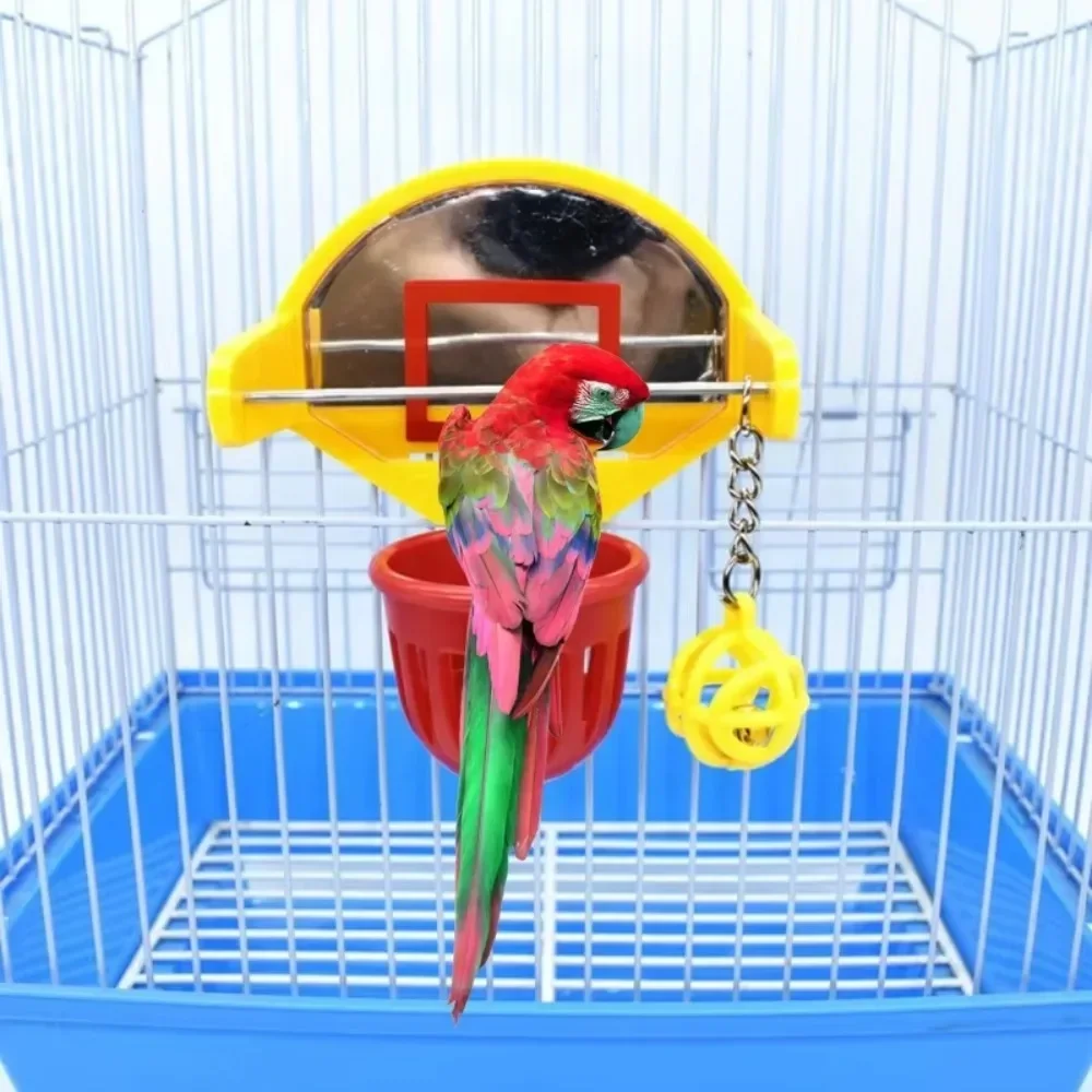 Parrot Bell Toys with Mirror Bird Intelligence Training Toys Fun Birdie Puzzle Toys Cage Accessories