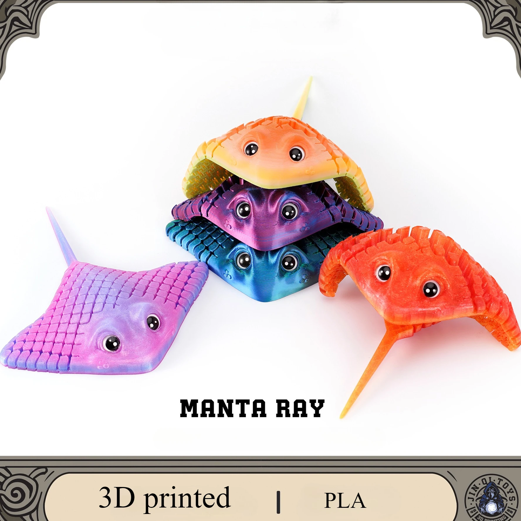 

3D Printed Manta Ray Fidget Toy Multicolor Articulated Sensory Toy Manta Rays And Devil Fish Animal Models Home Desktop Ornament