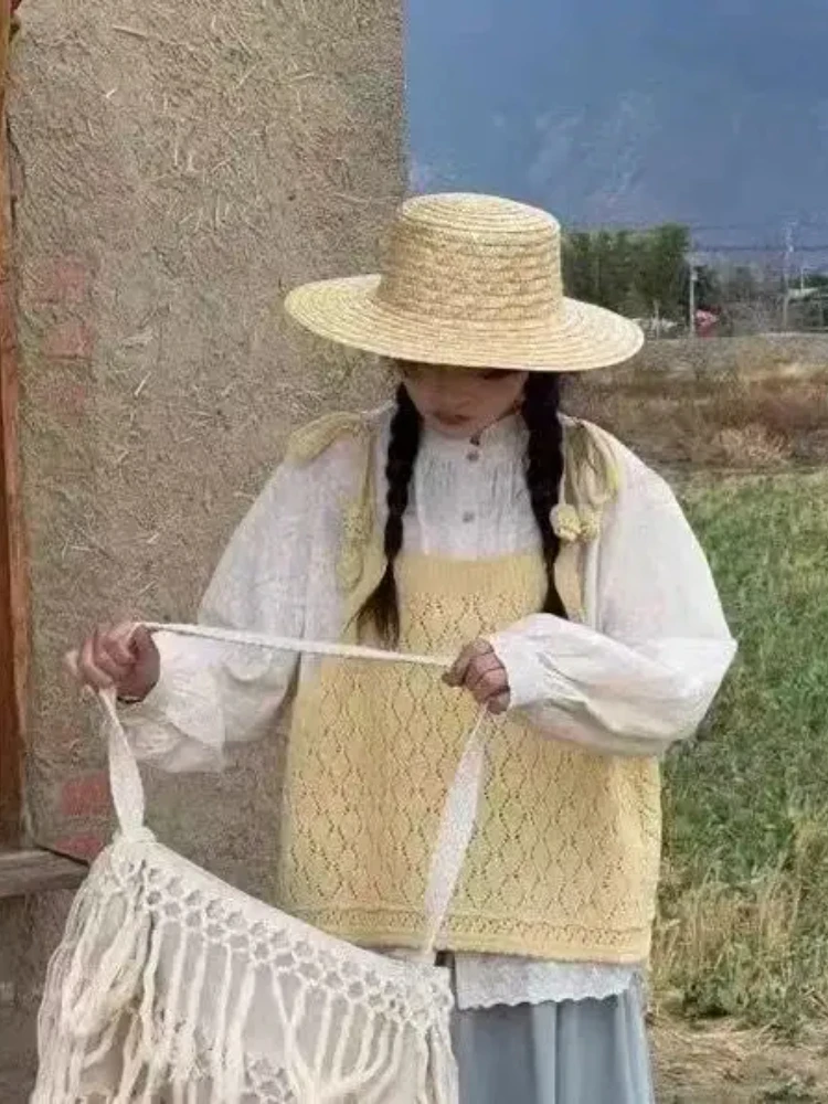 Bandagem de malha colete feminino verão sem mangas solto sobreposição y2k pulôver doce casual sólido todos os jogos camisola