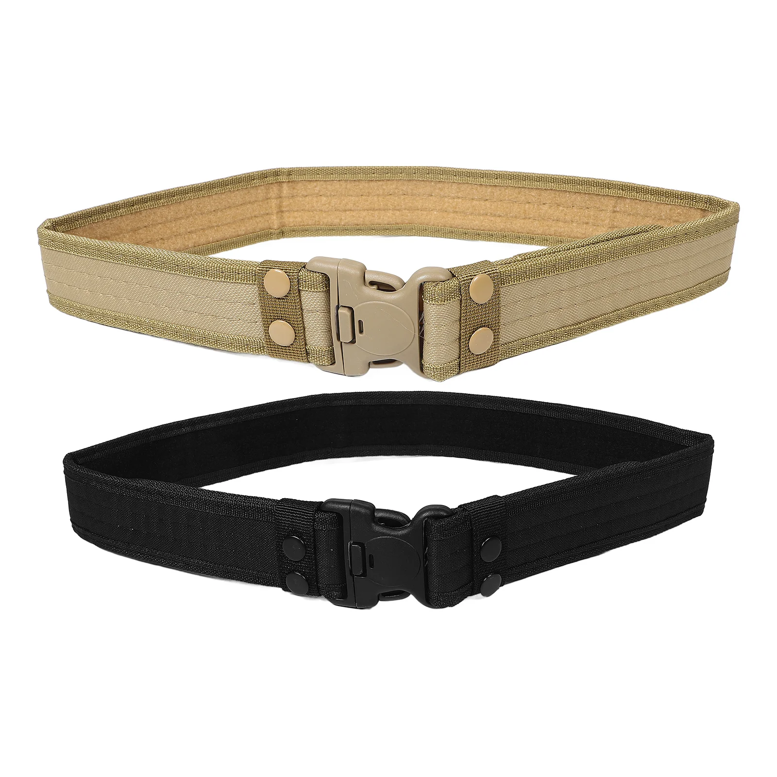

2pcs Tactical For Men Outdoor Hiking Camping Adjustable Waist Canvas Belt With Metal Buckle Multifunctional Utility Belt Travel