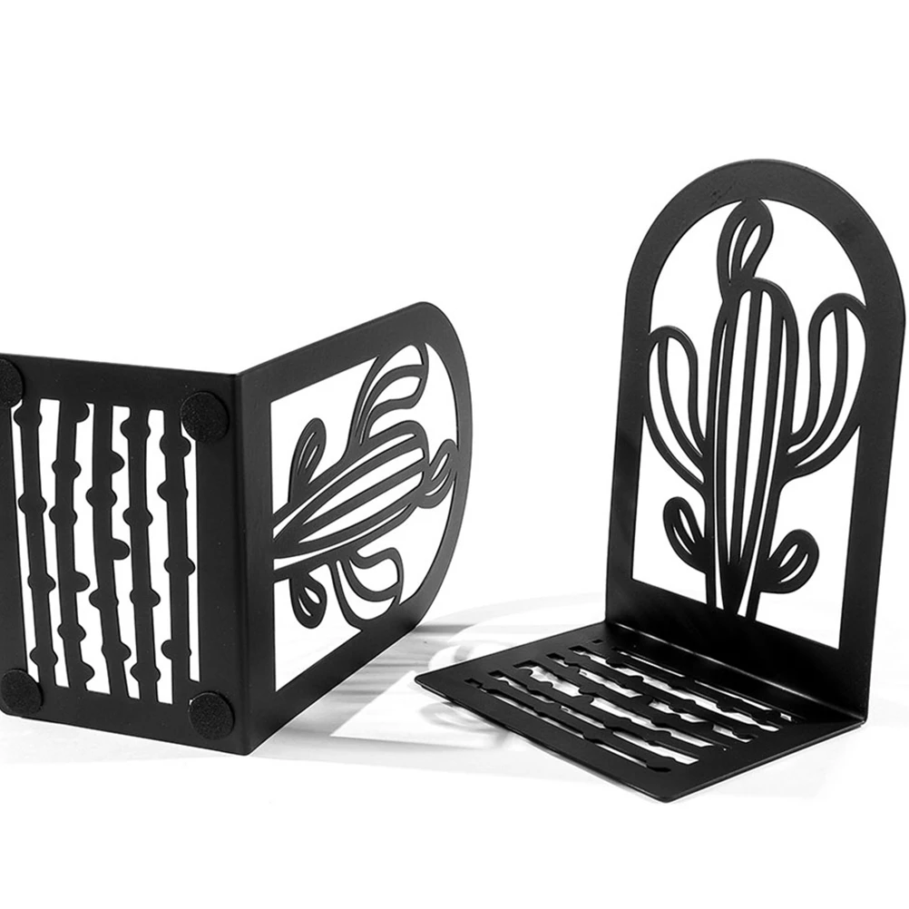 

2 Pcs Decorative Book Organizer Aesthetic Bookend Wrought Iron Cactus Holder Home
