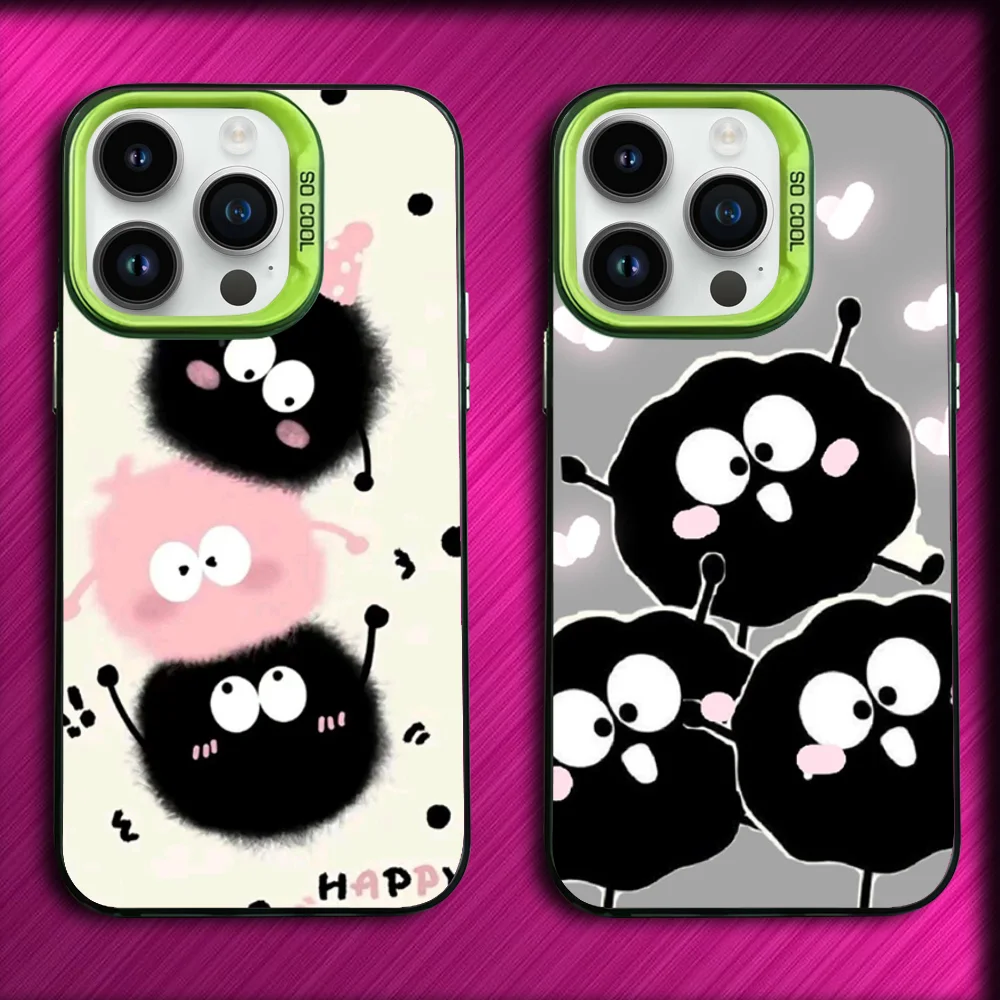

Lovely Soot Sprites Phone Case For iPhone 16,15,14,13,12,11,Mini,Pro,SE,MAX Green Matte Silicone Cover
