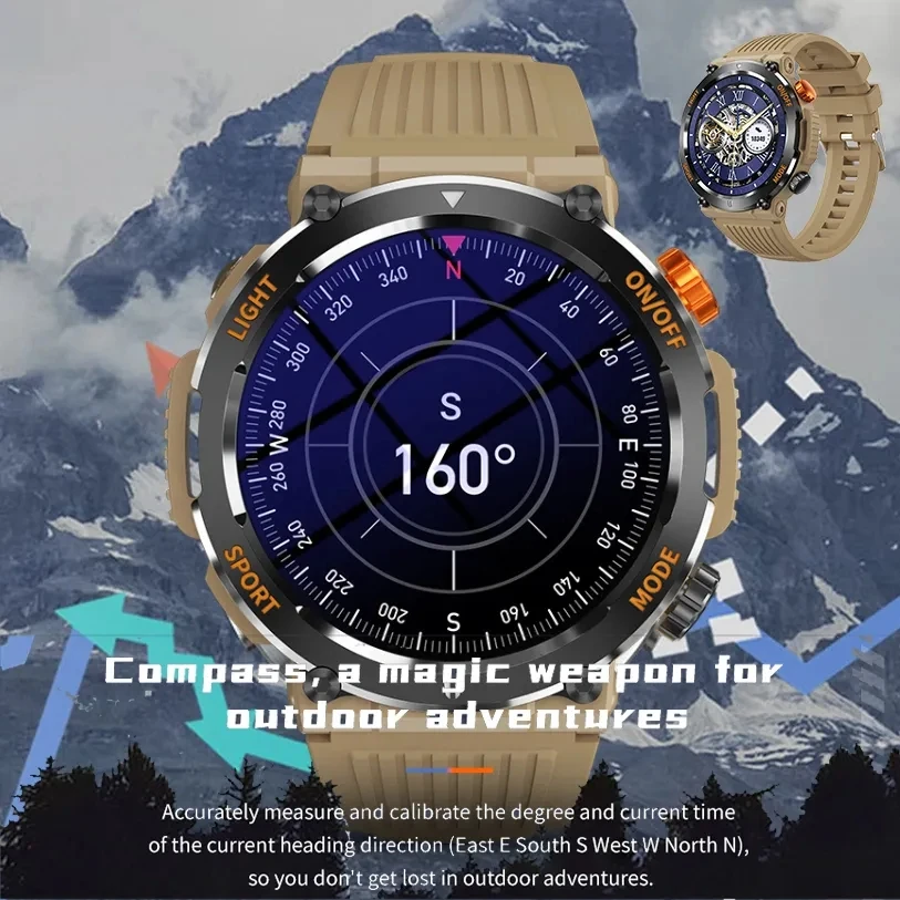 Smart Watch da esterno uomo donna bussola illuminazione sport fitness orologio IP67 impermeabile chiamata Bluetooth Smartwatch uomo monitor sanitario