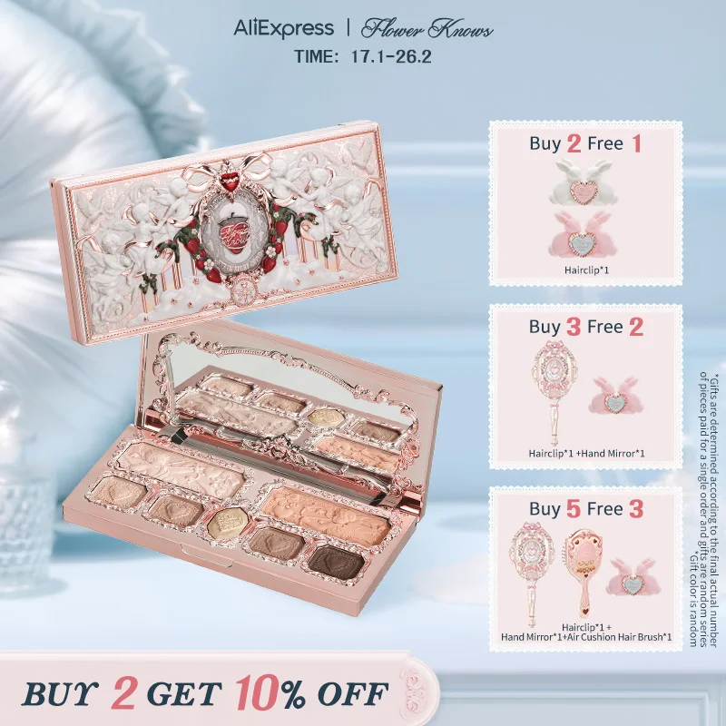 

Палитра для макияжа Flower Knows Strawberry Cupid Collection, 14 г, розовый румянец/хайлайтер