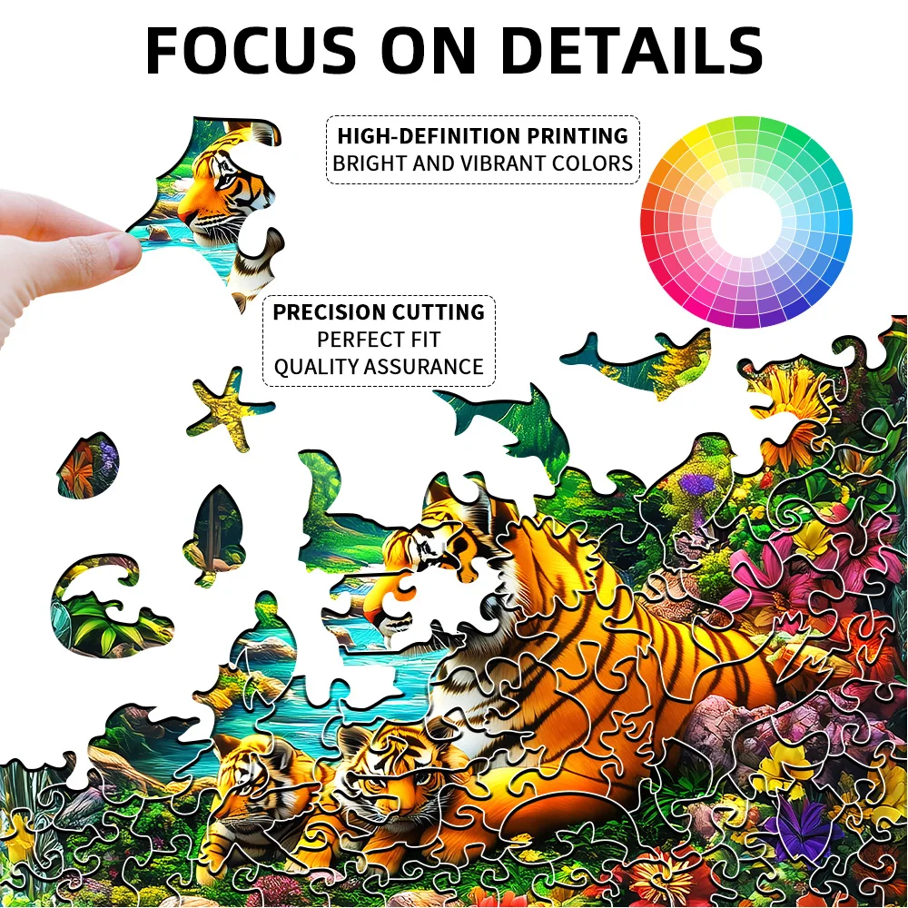 ユニークな木製ジグソーパズル - 大人向けの難しいチャレンジ、家族ゲーム、家の装飾、理想的な贈り物