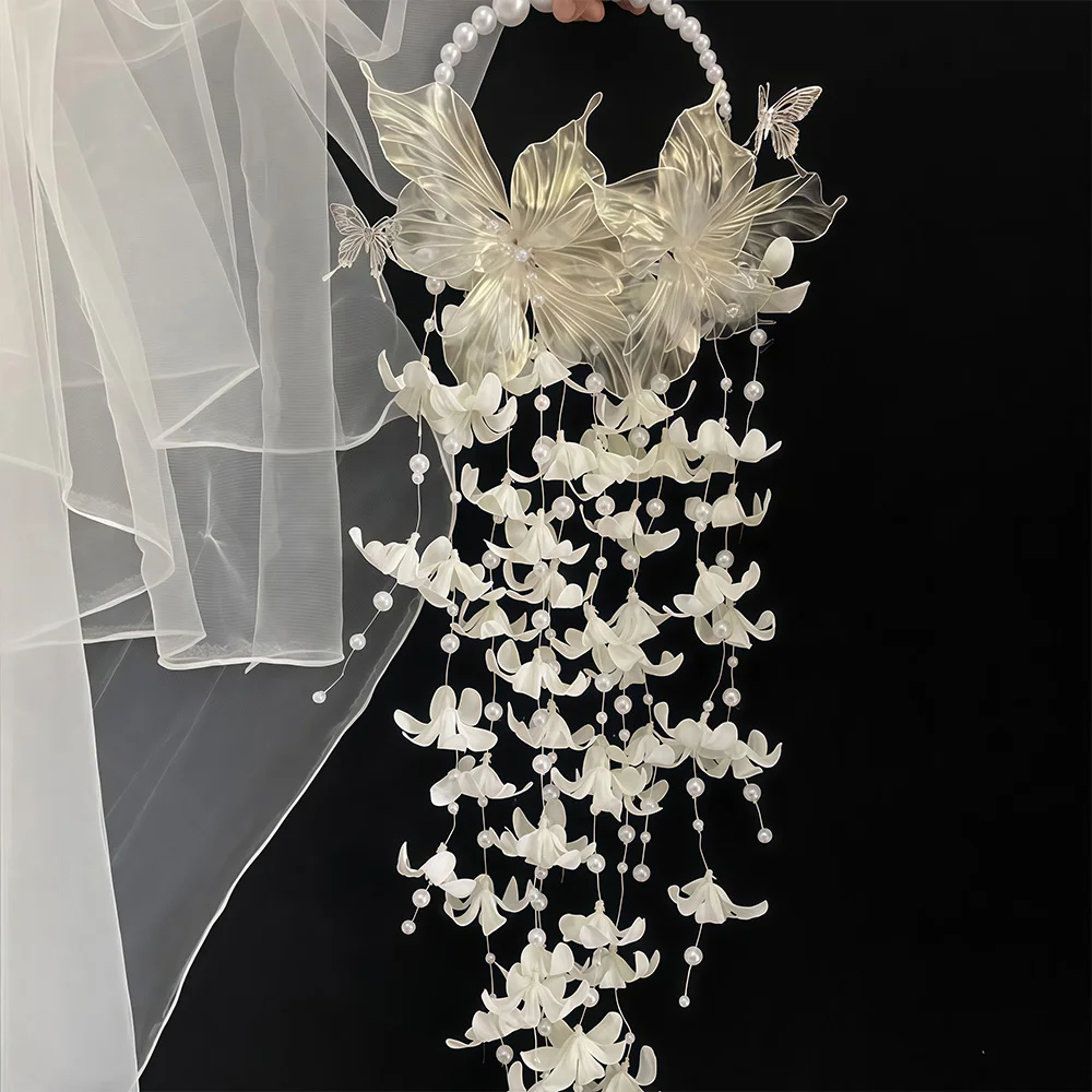

Pearl Waterfall Hyacinth Handheld Bouquet DIY Material Pack Handmade Bridal Wedding Props Photography Decoration