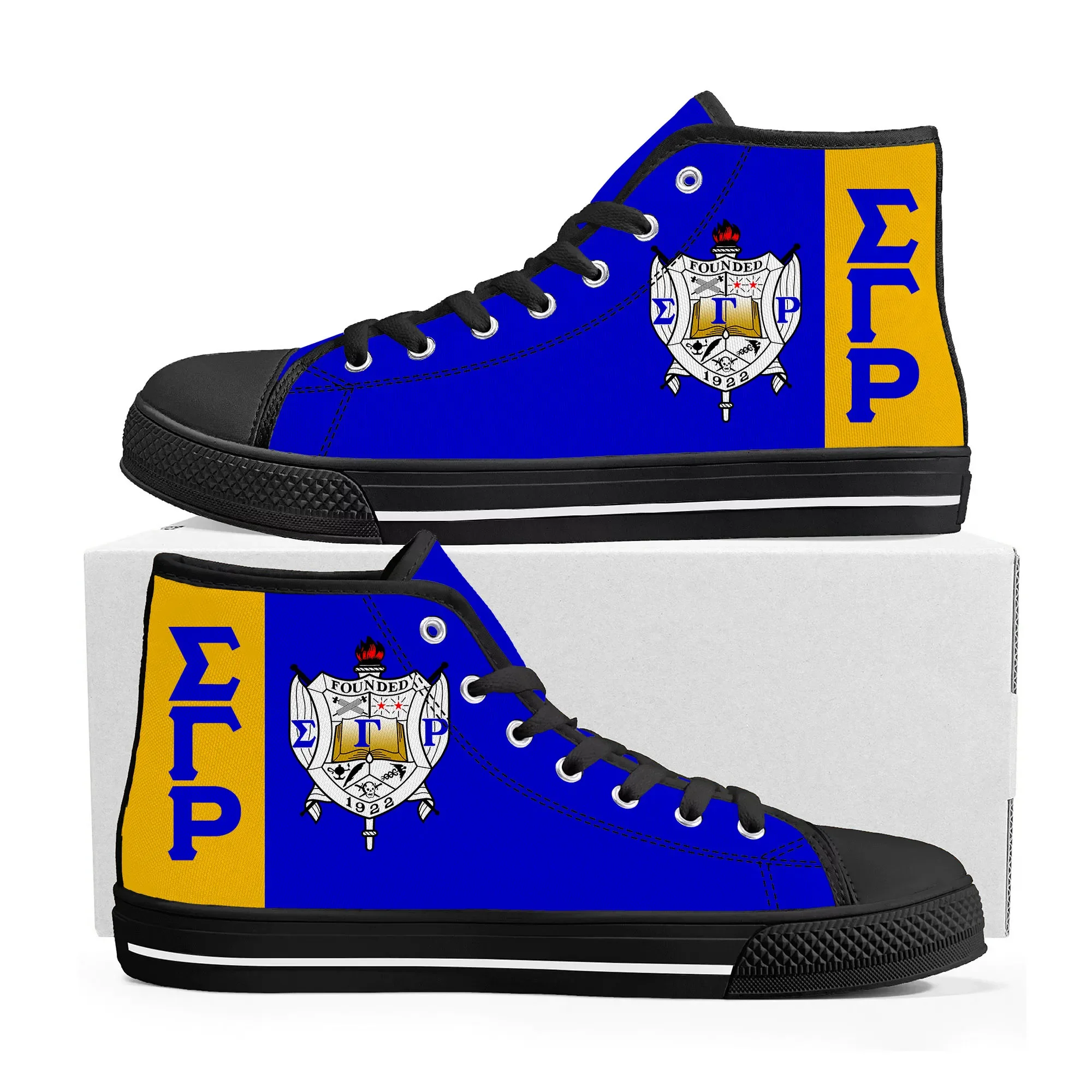 Sapatilha de lona para homens e mulheres, sapatos personalizados, top alto, irmandade Rho, Sigma Gamma, casual, masculino e adolescente, 1922