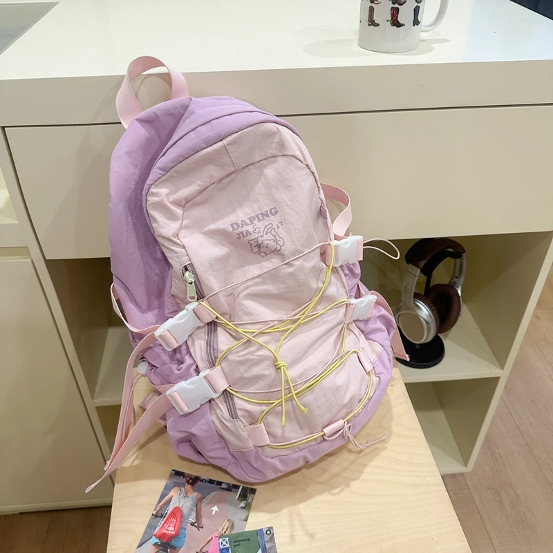 Ransel Nilon Ransel Laptop Kapasitas Besar Ransel Fashion Estetika Tas Buku Siswa Kawaii Tas Travel Daypack