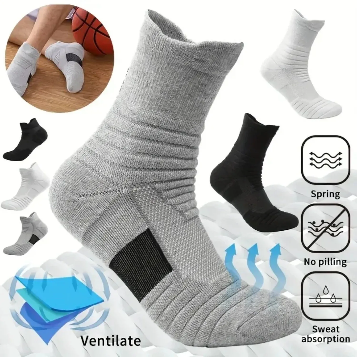 3 Paar Herren-Komfortsocken mit Polsterung für Sport und Outdoor-Aktivitäten – Detail 10