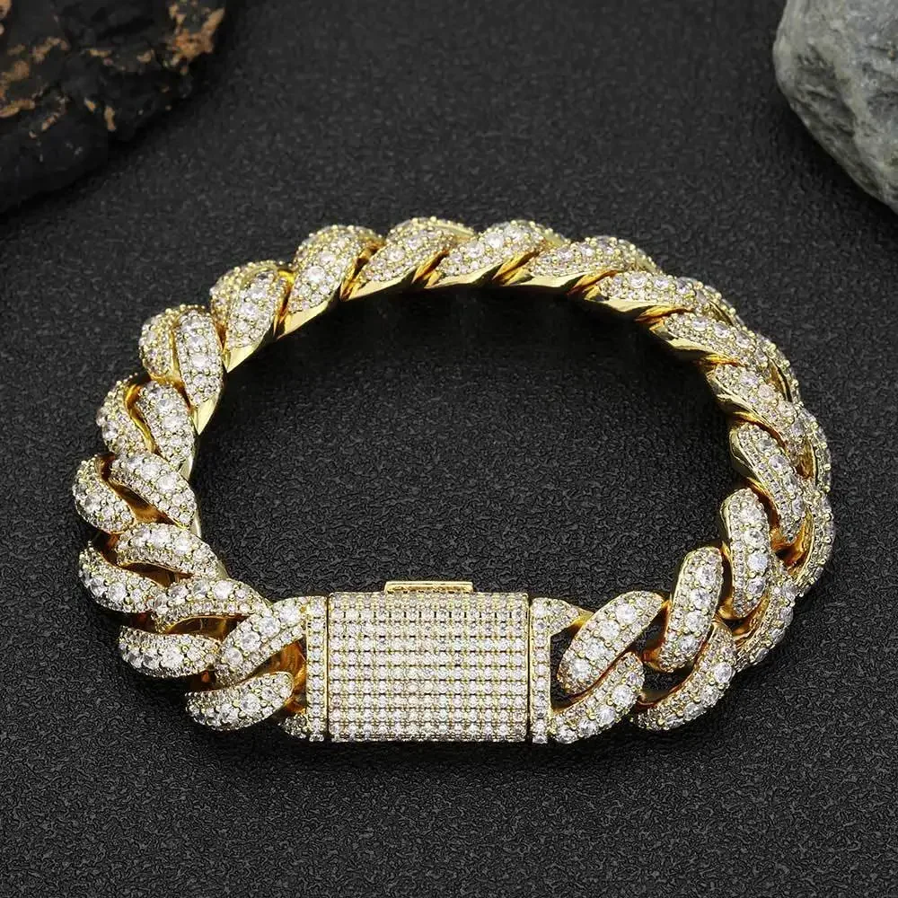 

15mm cuban bracelet men Hip Hop Bubble Zircon Ice Out Jewelry