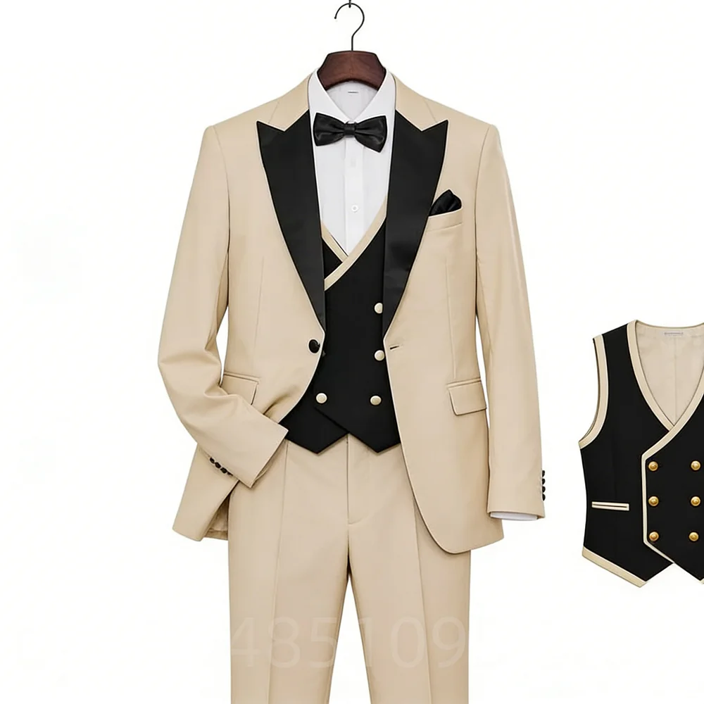 

Royal Blue 3 Piece Men's Wedding Suits Casual Groomsmen Bridegroom Tuxedo Blazer Jacket Vest Pants Set for Homme