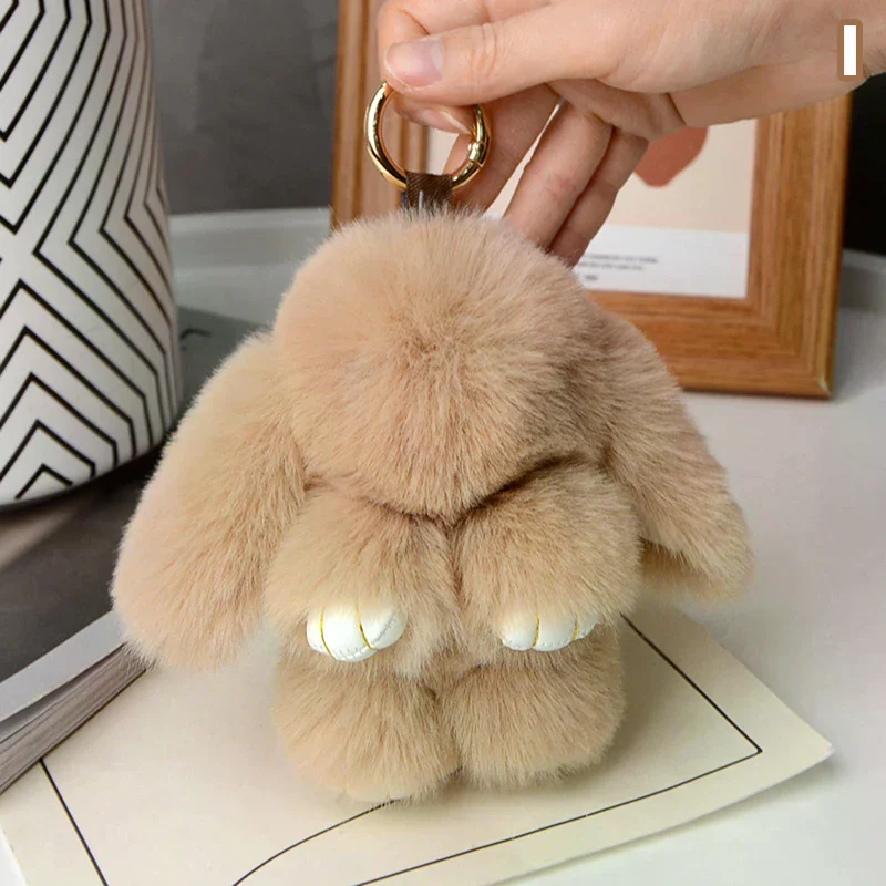 15cm 토끼털 키체인 여성 가방 자동차 키 체인 펜던트 장식품 가방 액세서리 선물