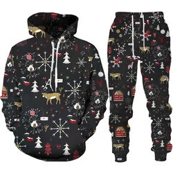 Christmas Golf Hoodies Men's New Year Y2k Men Pants Santa Claus Tennis 3D Printed Tracksuit Set Novelty Couple Party Streetwear