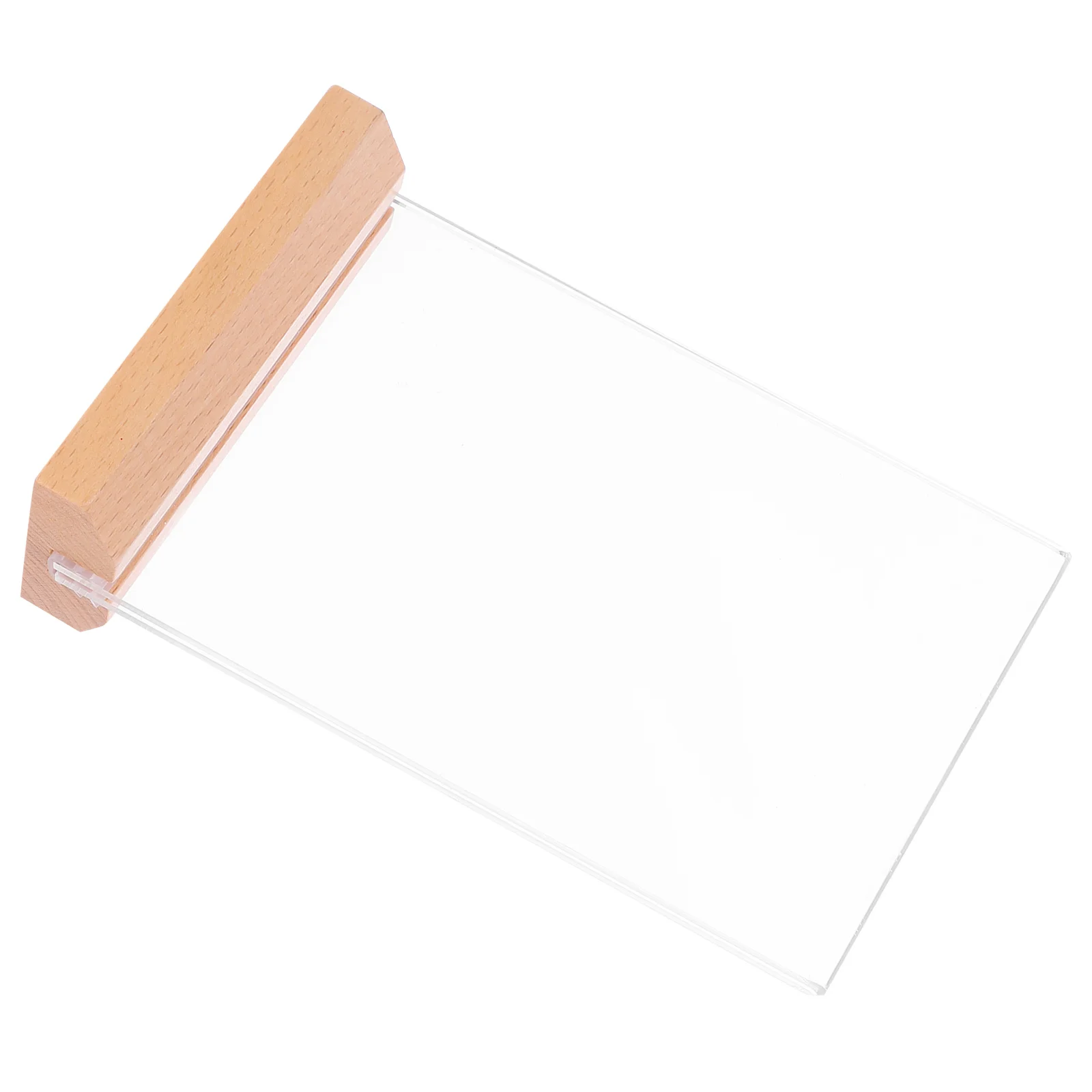 Acrylic Price Display Holder Clear Sign Stand Wood Base Stable Store Advertising Sign Professional Multi-Function Price Tag