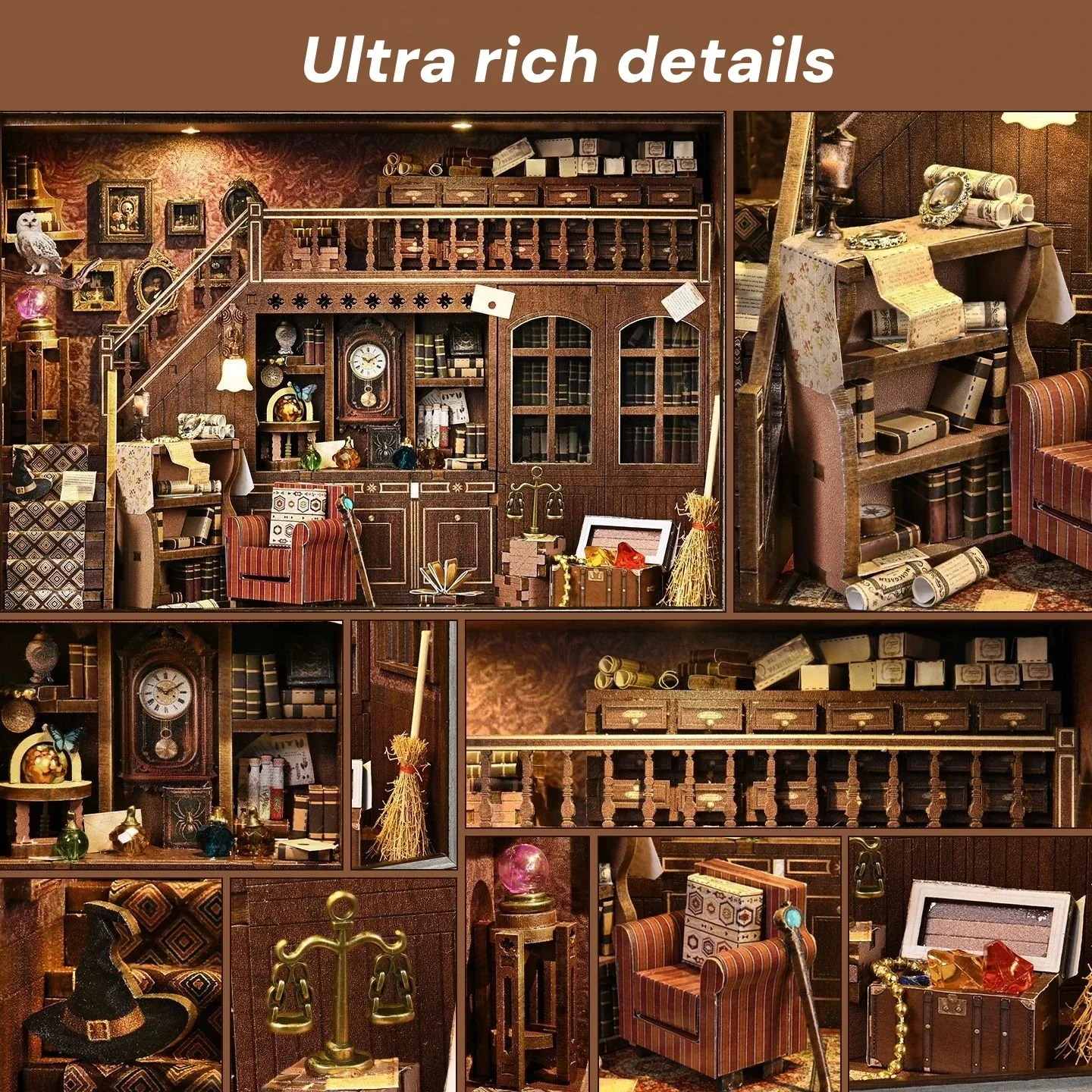 DIY Wooden Retro Secret Photo Frame Figurines Miniature Dollhouse 3D Puzzle Assembly Model Kits for Adults Gifts Home Decor