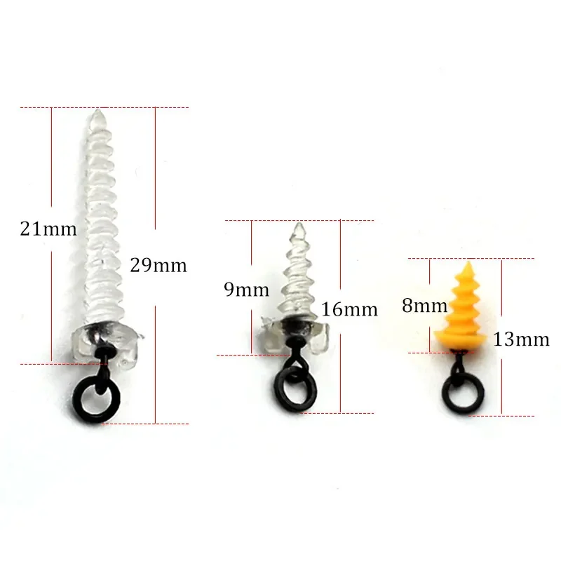 20 Pieces Carp Fishing Plastics Plastics Long 360° Bait Screw Accessories Hook Stop For Carp Hair Chod Ronnie Rig Fishing Tackle