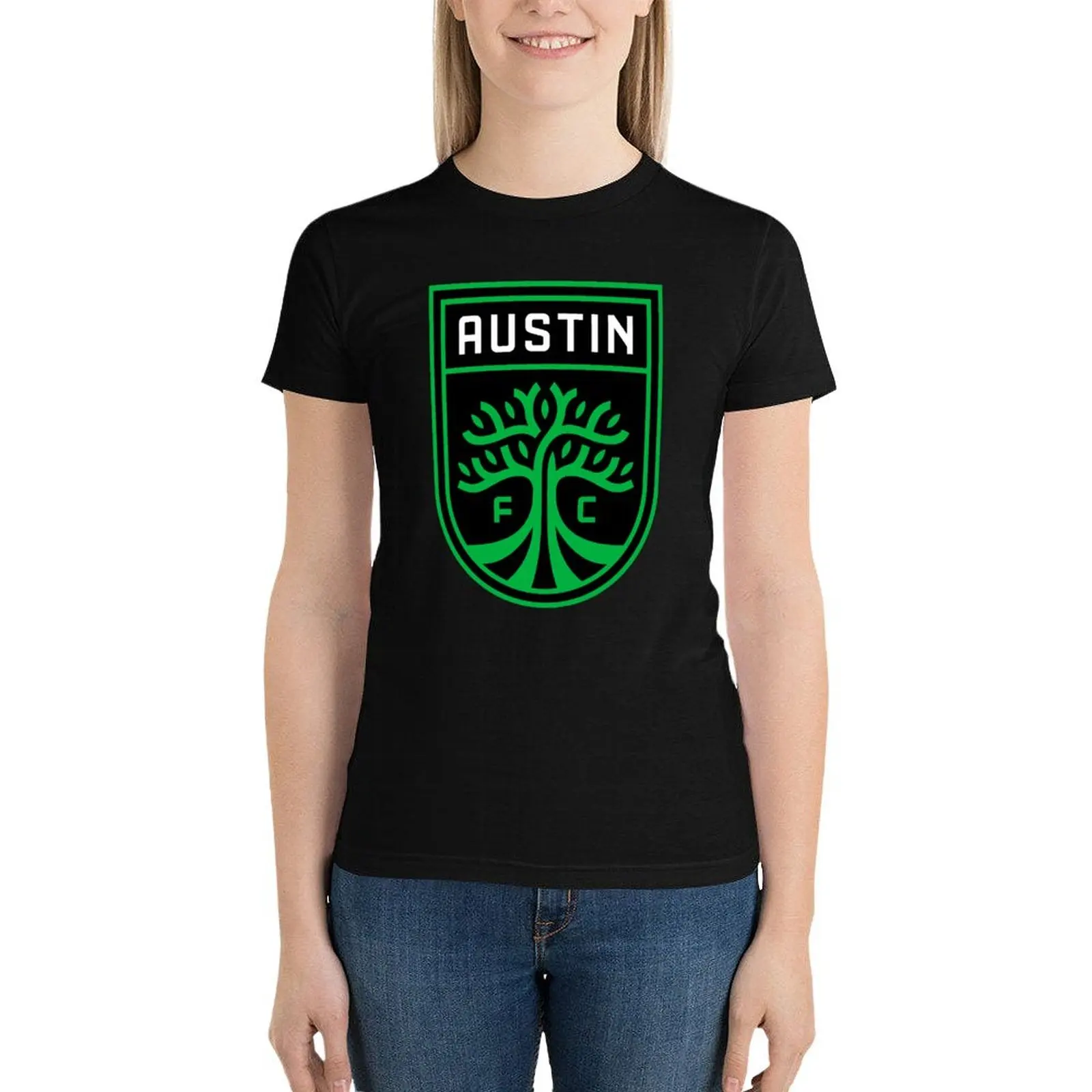 

the Austin logo T-Shirt tees Short sleeve tee korean Women's clothes