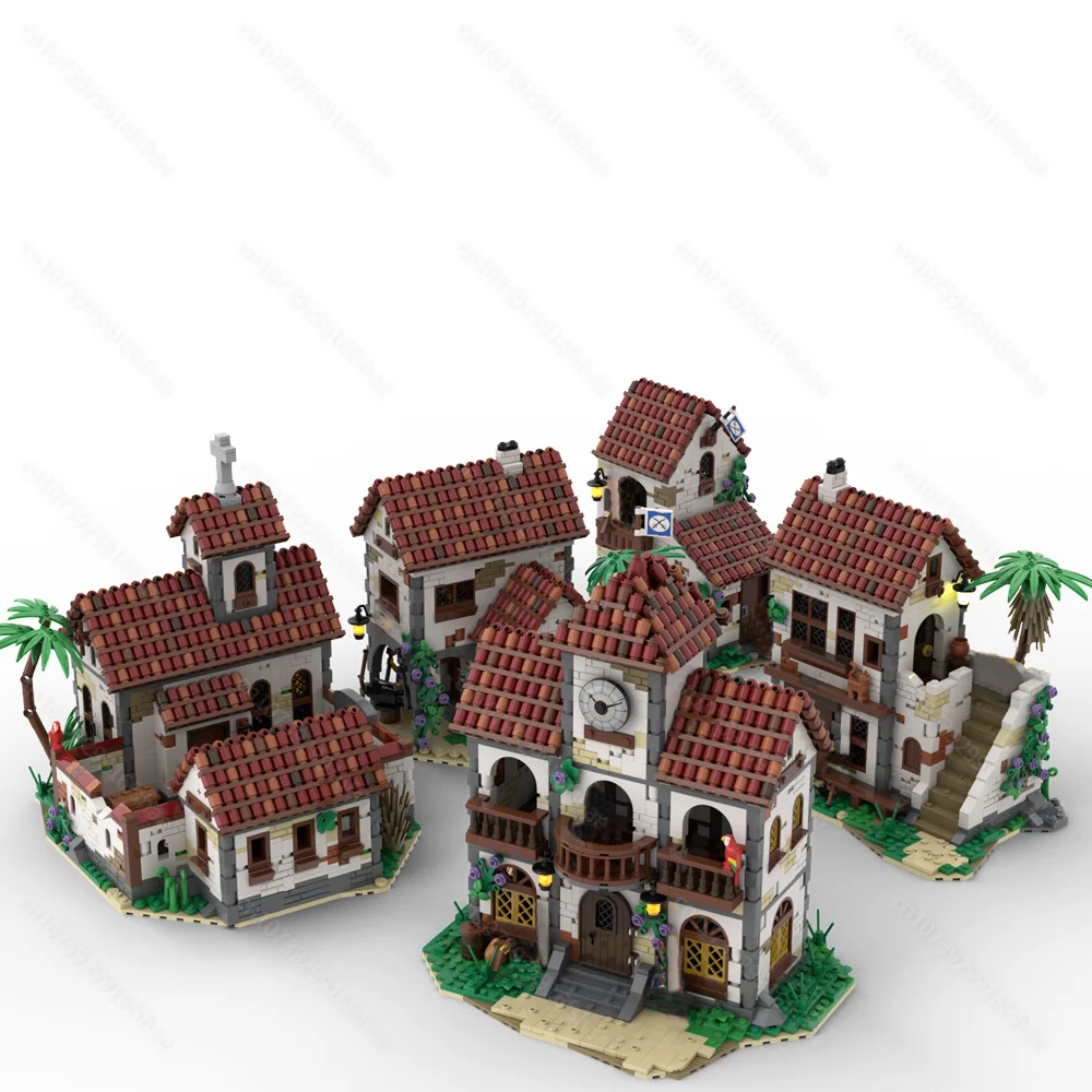 New medieval Pirate Series MOC Ultimate Pirates Harbor Pirates Town DIY creative ideas children Toys Gift building blocks