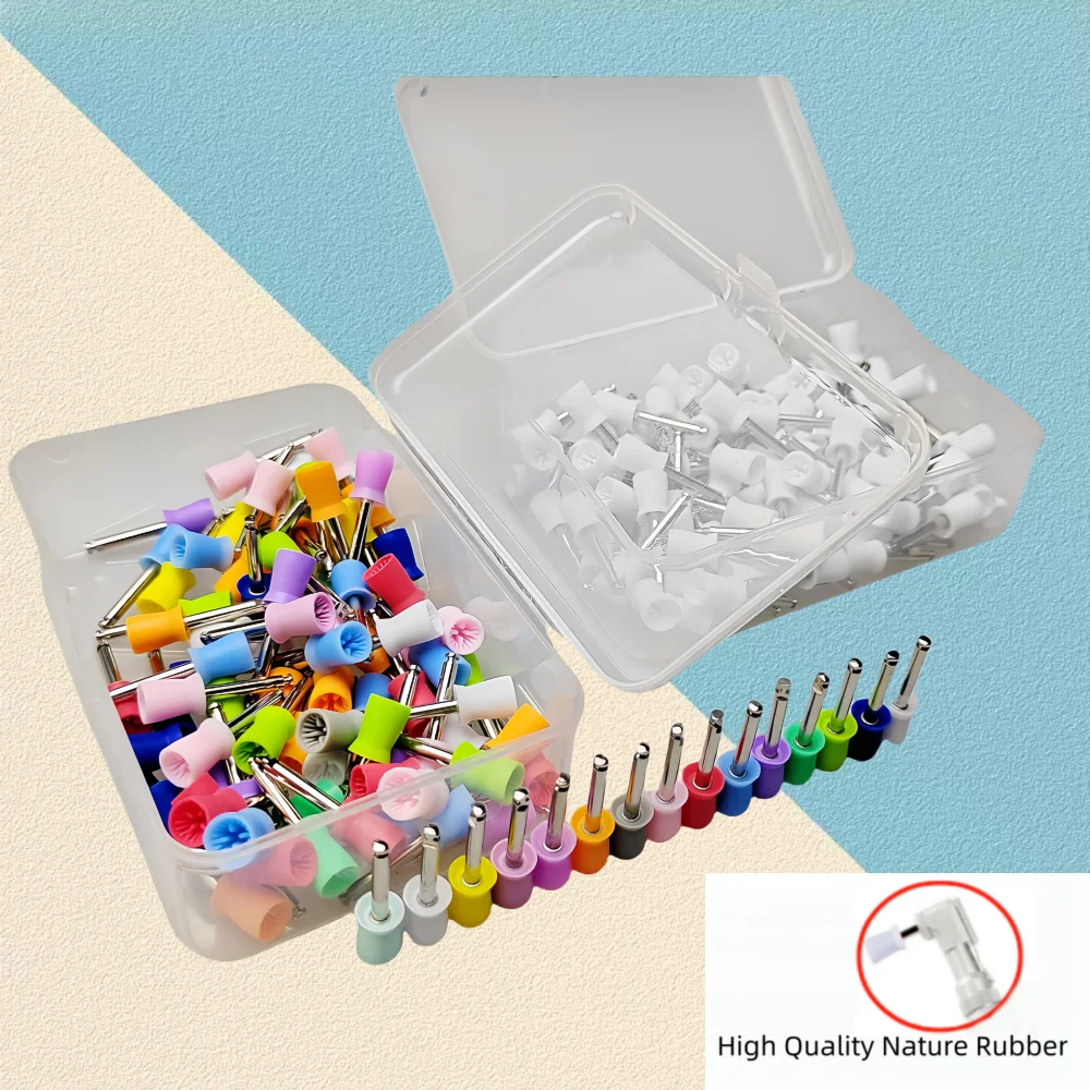

Dental Polishing Cup Set - Disposable Rubber Prophy Brush for Low-Speed Handpiece, Tooth Polish Tools - Lab & Clinic Use