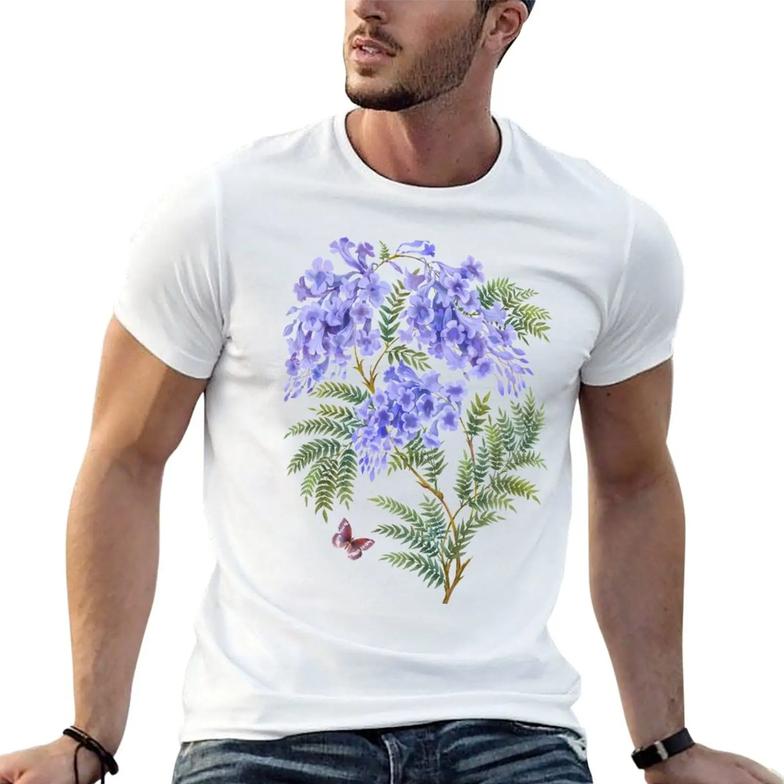 

Jacaranda tree with flowers and leaves T-Shirt t shirts for man cotton funny funny t shirts cotton T-Shirt