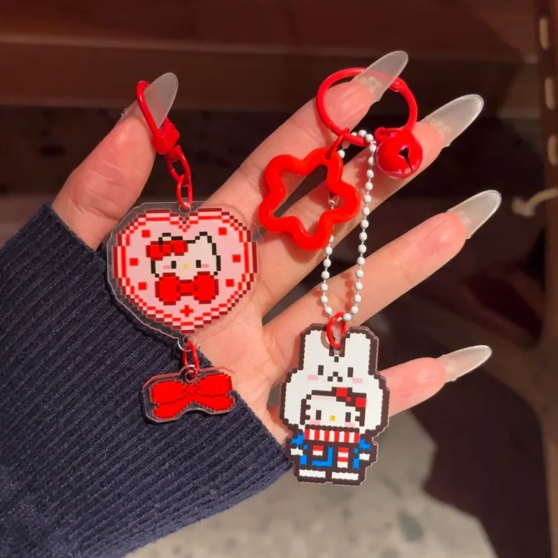 

Kawaii Sanrio Hello Kitty брелок милый акриловый бант колокольчик серия рюкзак кулон аниме брелок для девочек праздничный подарок