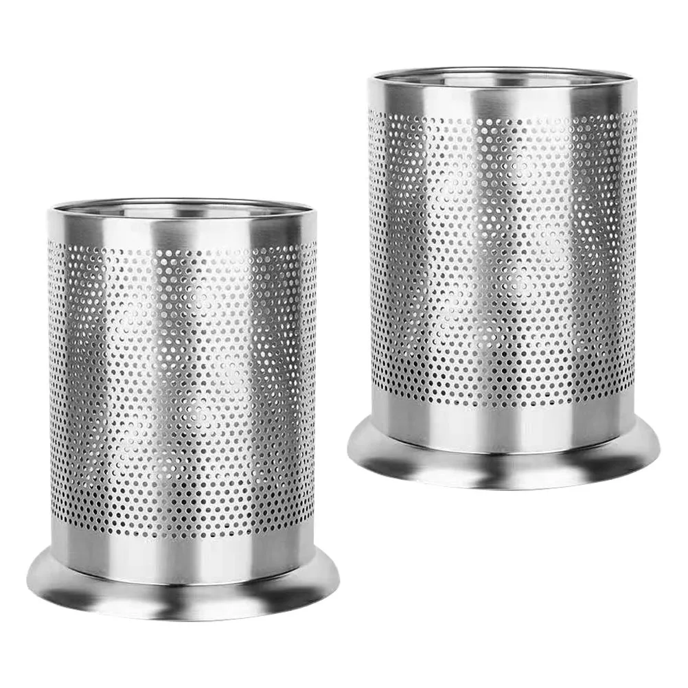 

2pcs Stainless Steel Straw Storage Tube Mesh Design Cutlery Holder Kitchenware Cage Tableware Organizer Spoon Fork Container