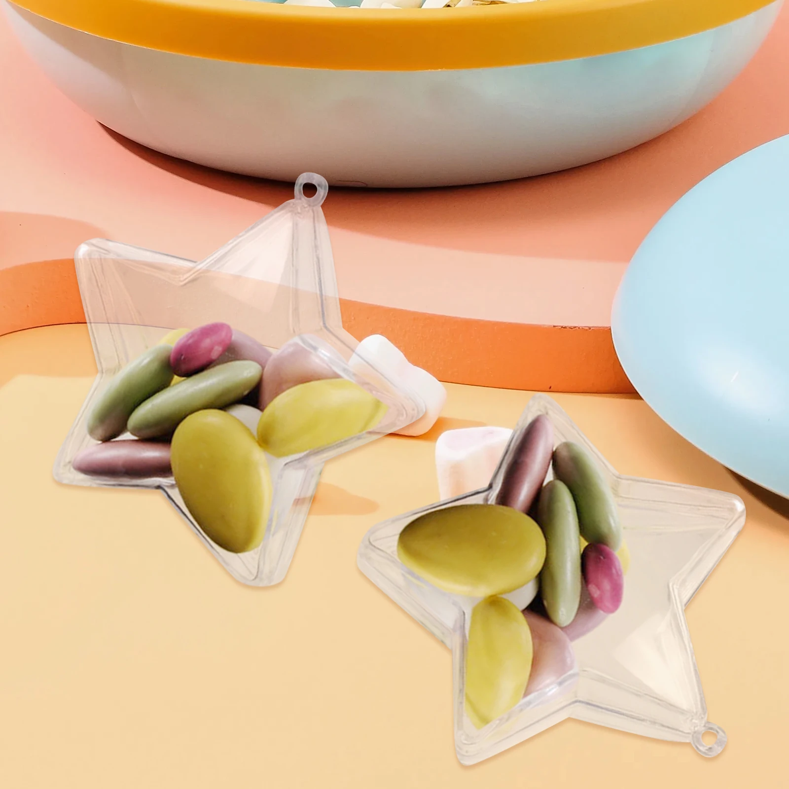 

12pcs Christmas Ball Transparent Candy Box Star Shape For Wedding Party Dessert Packaging Kids Treats Container