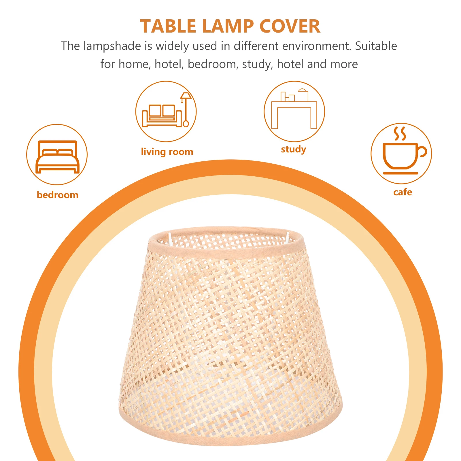 

Rattan Woven Lampshade Wooden Iron Table Lamp Cover Elegant Design Soft Light Home Decor Dust Proof