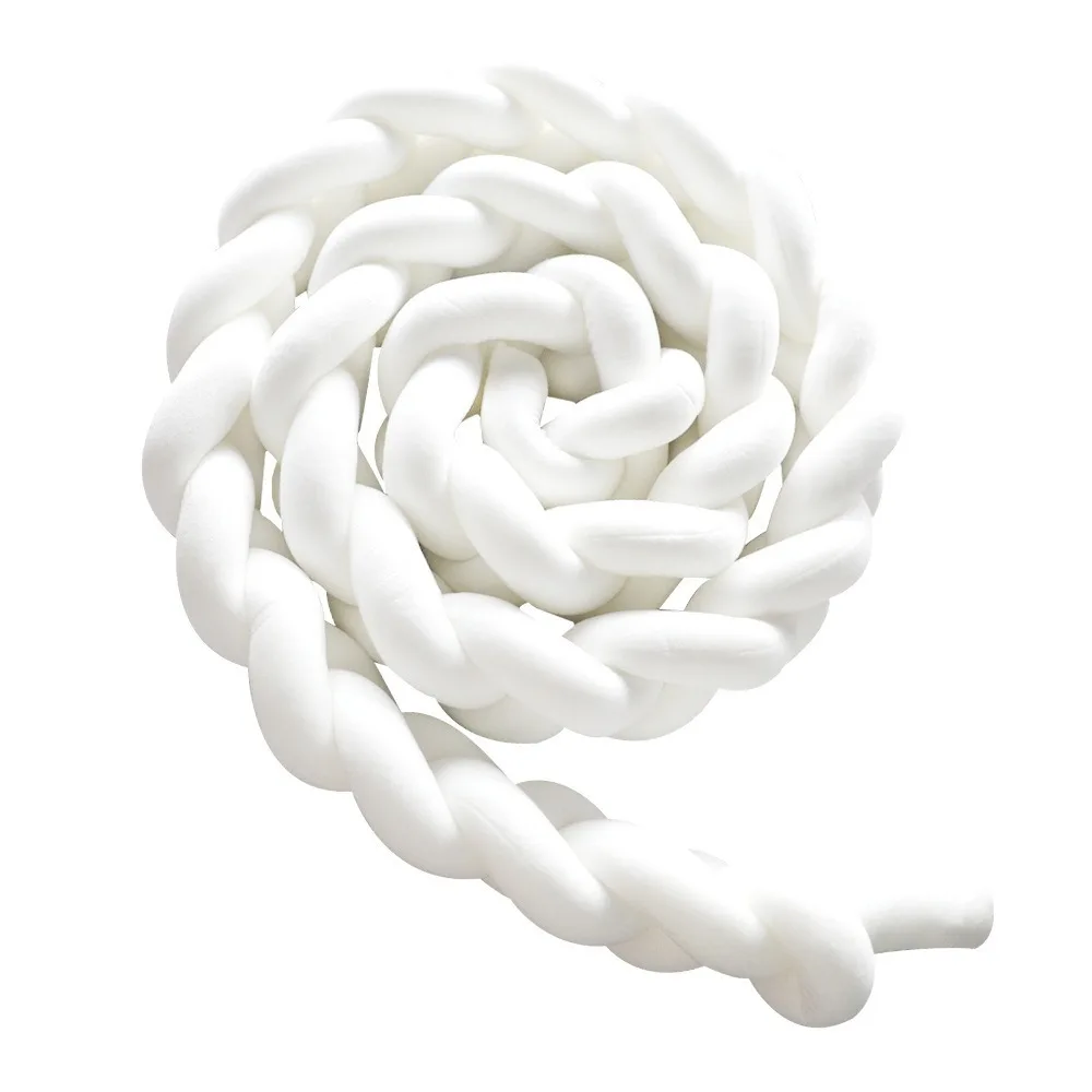 Three Strand Braided Rope Knotted Pillow Ins Nordic Braid Handwoven Crib Rail Protector for Baby Infant Bed Safety