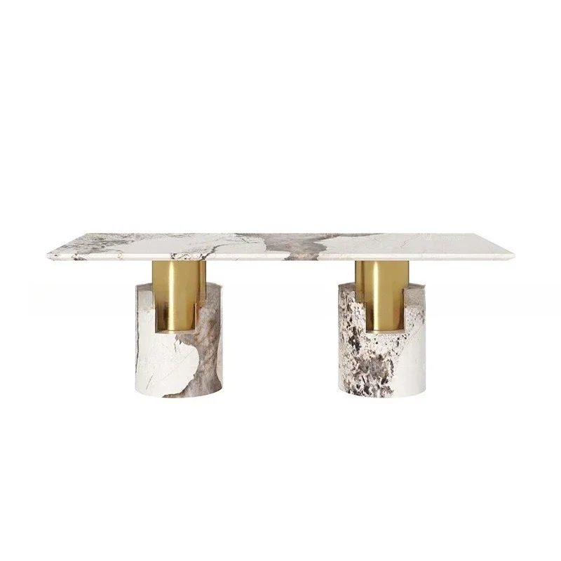 Furniture: Light luxury marble dining table, large apartment, high-end 10-person dining table, home high-end dining