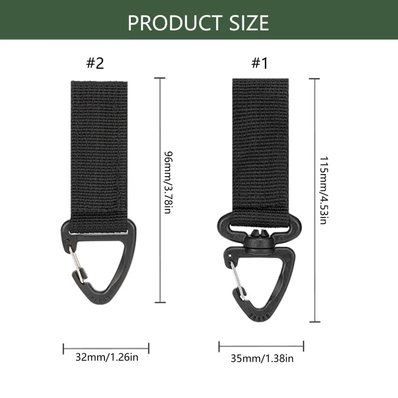 2PCS Outdoor Tactical Nylon Webbing Backpack Buckle, Triangle Buckle, Climbing Buckle, Rectangular Detachable Keychain Buckle