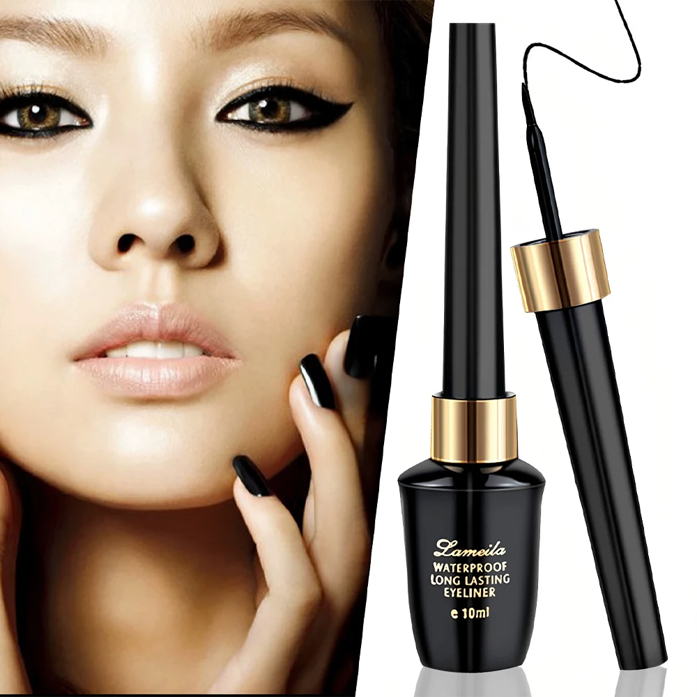 Wasserfester Flüssig-Eyeliner-Stift, Schwarz, mit harter Spitze, schnelltrocknend, feine Spitze, einfache Anwendung, präziser Eyeliner.