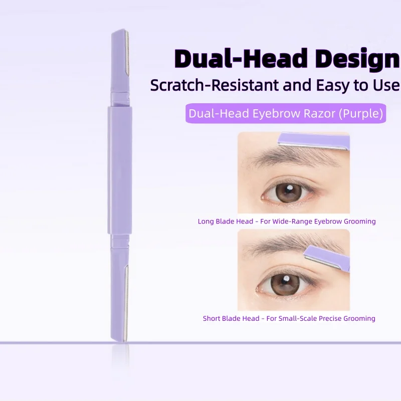 203-wenkbrauwscheermes met dubbele kop voor dames (paars): eenvoudig te gebruiken voor beginners, uitgerust met macrolens en veiligheidsnet