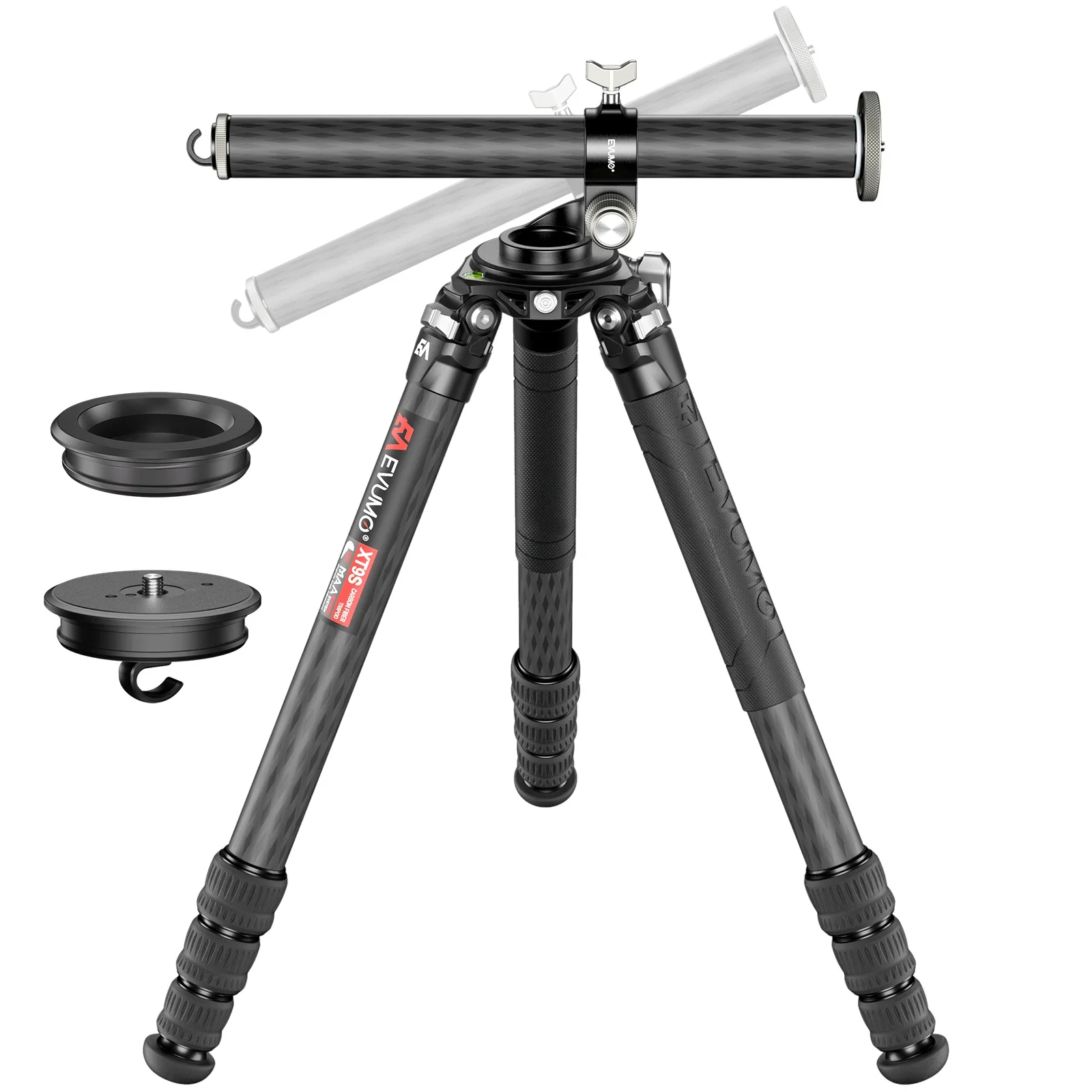 EVUMO XT9S Heavy Duty Carbon Fiber Tripod Professional Compact Tripod for Travel Camera Stand with Low Gravity Center Ball head